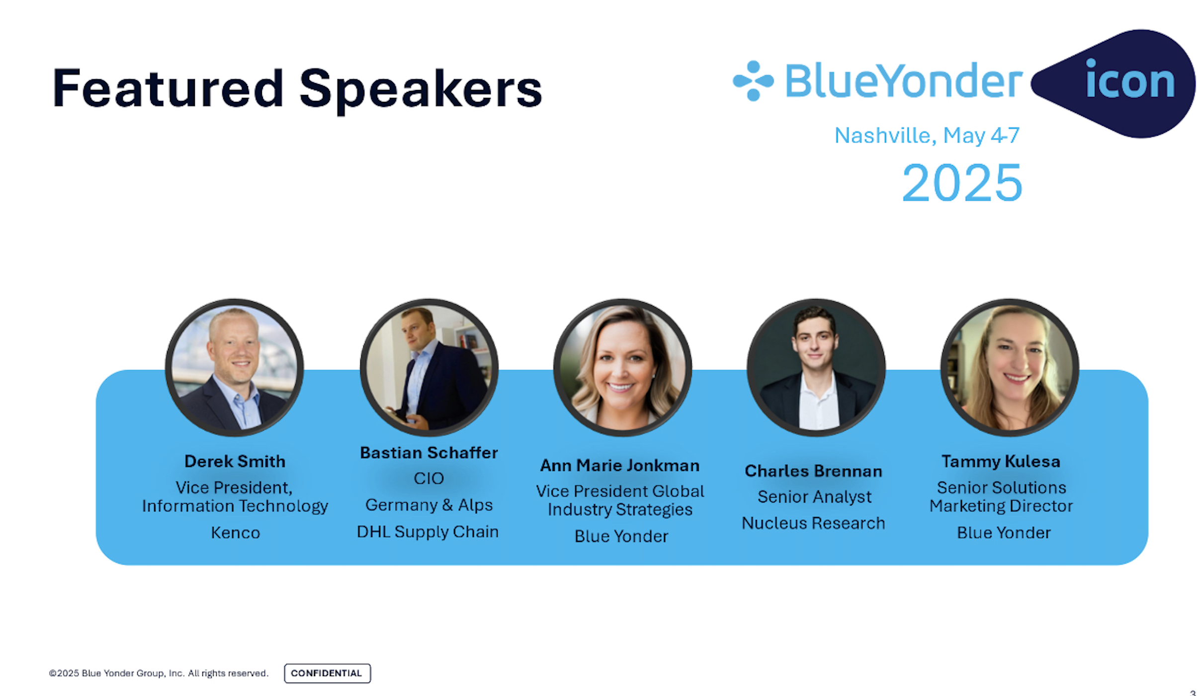 Blue Yonder ICON 2025 Nashville presentation screenshot